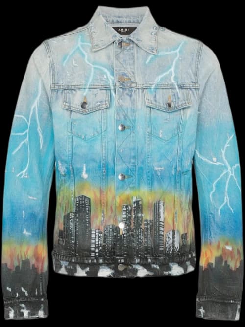 AMIRI City Dragon Trucker Denim Jacket Blue