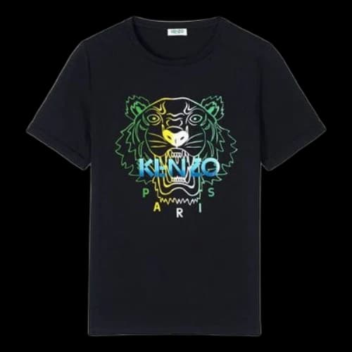 KENZO Multi-Color Tiger Head Printing Casual Short Sleeve Black
