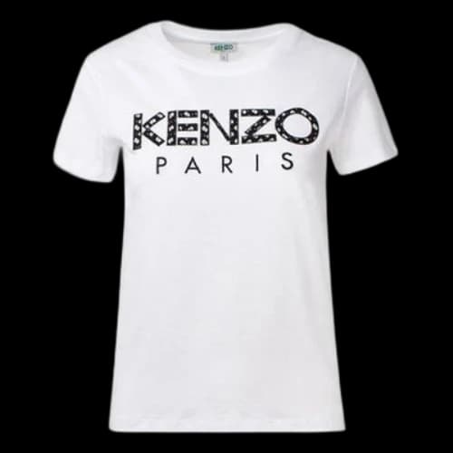 KENZO Alphabet Logo Pattern Round Neck Short Sleeve White