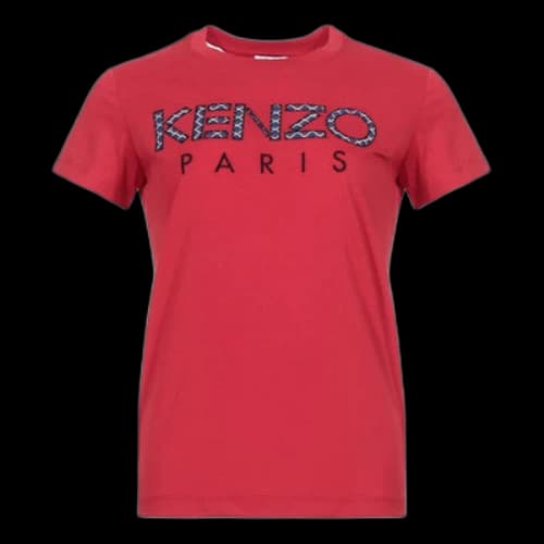 KENZO Alphabet Logo Pattern Round Neck Short Sleeve Red T-Shirt