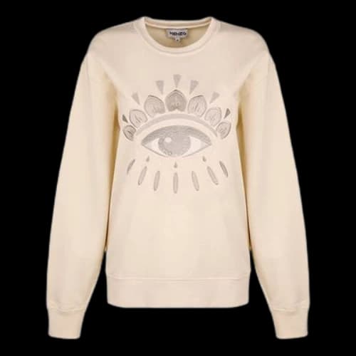 KENZO Pattern Round Neck Long Sleeves Hoodie Beige (Women's)
