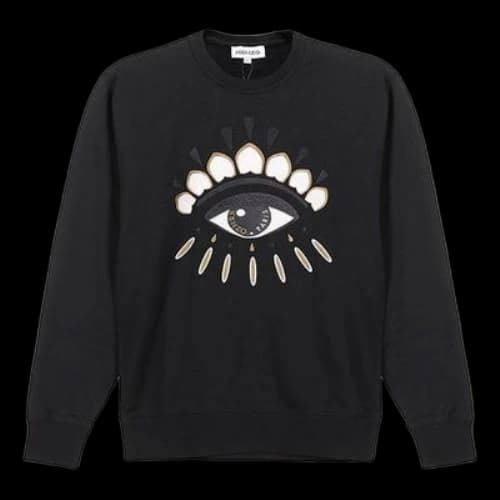 KENZO FW20 Eye Embroidered Fleece Lined Cotton Hoodie Black (Women's)