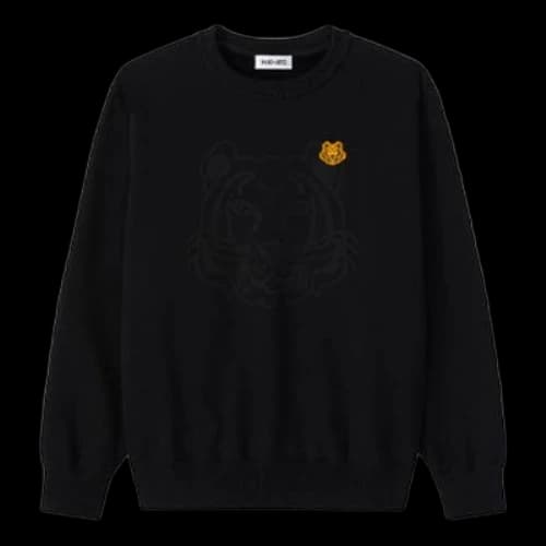 KENZO SS21 Round Neck Pullover Printing Tiger Head Long Sleeves Black Hoodie (Women's)