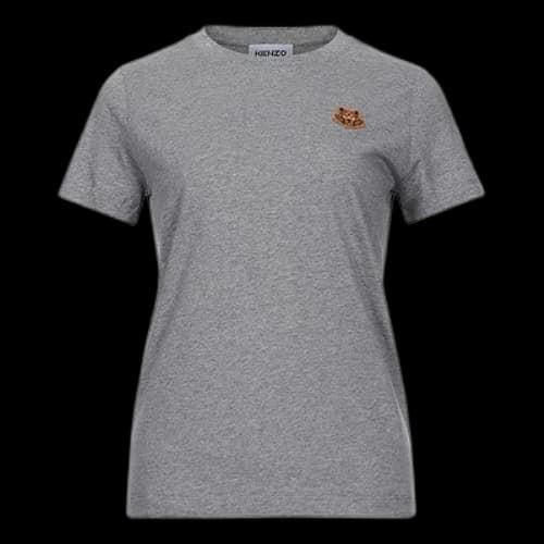 KENZO Small Tiger Head Embroidered Round Neck Short Sleeve Pearl Gray