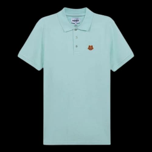 KENZO Small Tiger Head Embroidered Short Sleeve Polo Shirt Mint Green