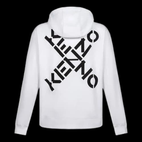 KENZO FW20 XLogo Cotton Fleece Lined Loose Hooded Long Sleeves White