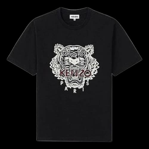 KENZO MENS Tiger Head Print Short Sleeve Black