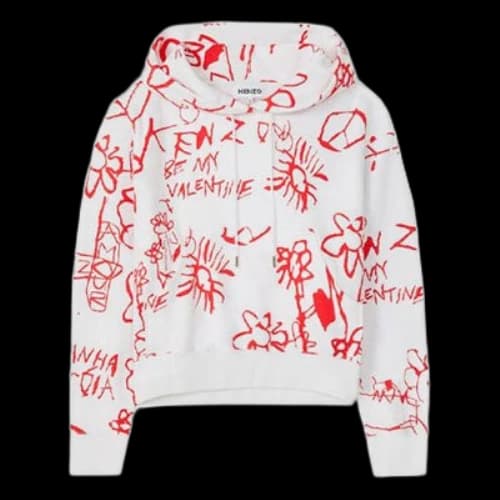 KENZO SS21 Valentine's Day Series Graffiti Pattern Hoodie White (Women's)