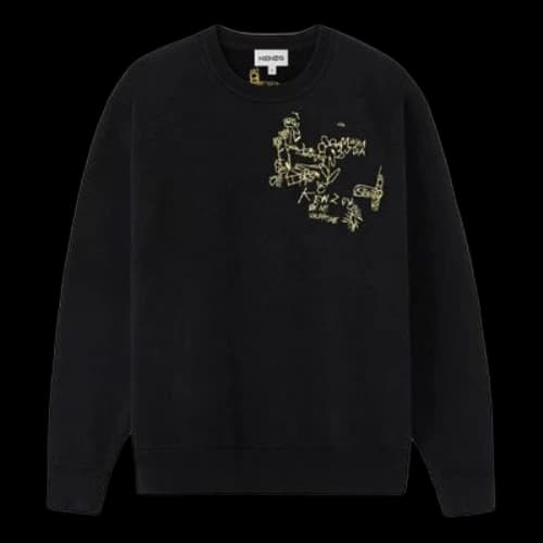 KENZO SS21 Graffiti Logo Round Neck Hoodie Black (Women's)