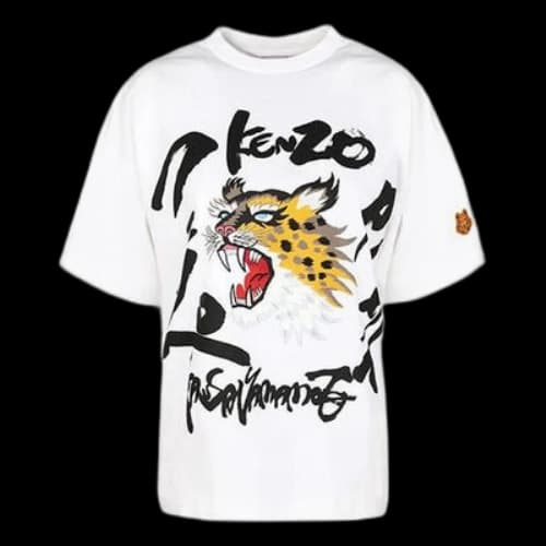 KENZO SS21 Tiger Head Printing Short Sleeve White