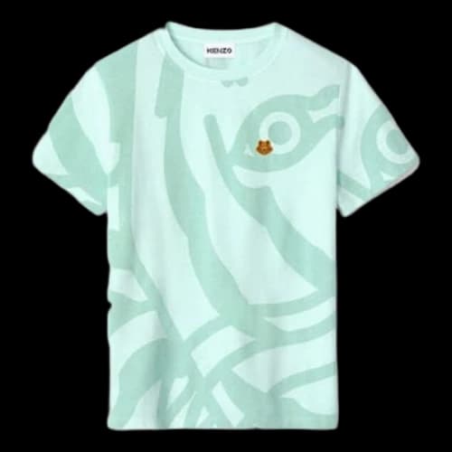 KENZO SS21 Printing Tiger Head Short Sleeve Green T-Shirt