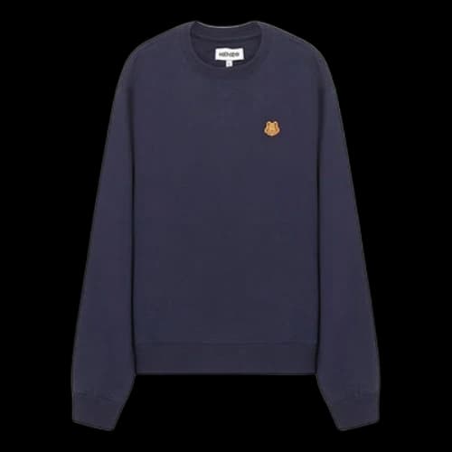 KENZO SS21 Embroidered Round Neck Long Sleeves Navy Blue