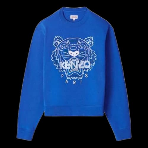 KENZO Tiger Embroidered Pattern Round Neck Pullover Royal blue