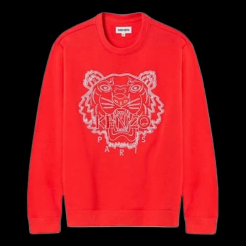 KENZO China Capsule Series Tiger Head Embroidered Round Neck Pullover Red