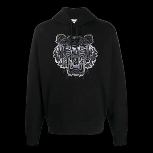 KENZO SS21 Pattern hooded Pullover Long Sleeves Black