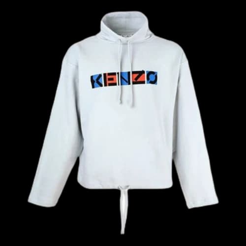 KENZO SS21 Logo Printing Hooded Long Sleeves Light Grey