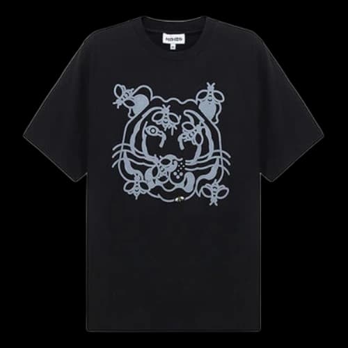 KENZO Bee Tiger Head Pattern Round Neck Short Sleeve Black