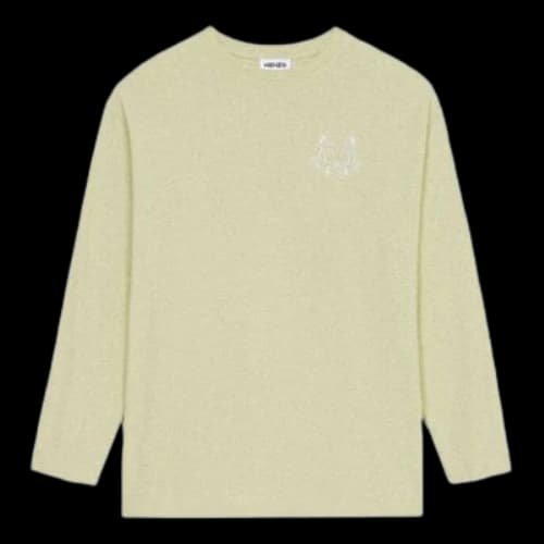 KENZO FW21 Tiger Head Printing Casual Round Neck Long Sleeves Mint Green T-Shirt
