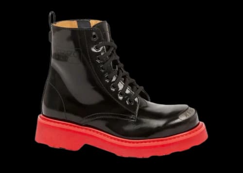 Kenzosmile Lace Up Boots Black Spazzolato Leather Red Sole (Women's)