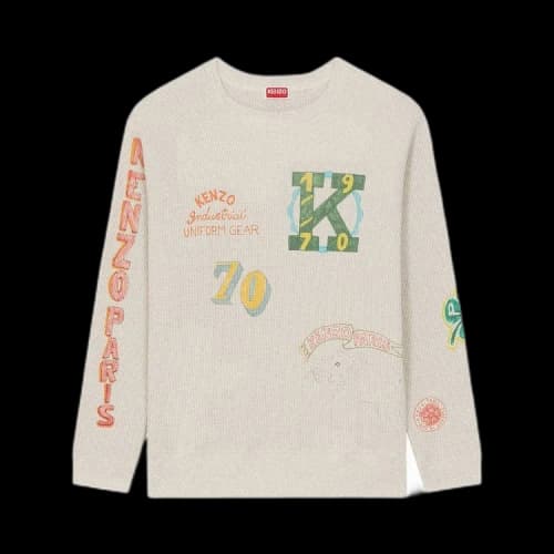 Kenzo Drawn Varsity Oversized Sweatshirt 'Pale Grey'
