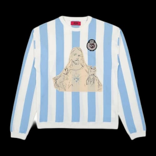 424 Striped Soccer Sweater 'Light Blue'