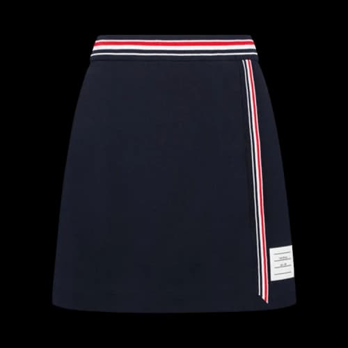 Thom Browne RWB Stripe Trim Classic Pique Wrap Skirt 'Navy'