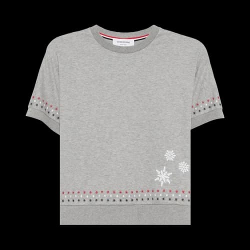 Thom Browne Snowflake Embroidery Short-Sleeve Dolman Tee 'Medium Grey'