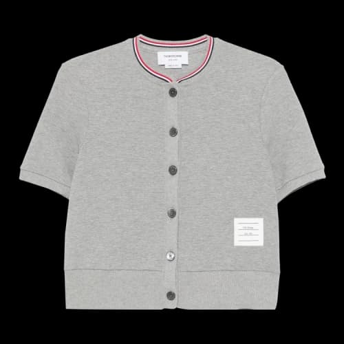 Thom Browne Short-Sleeve Crew Neck Cardigan 'Light Grey'