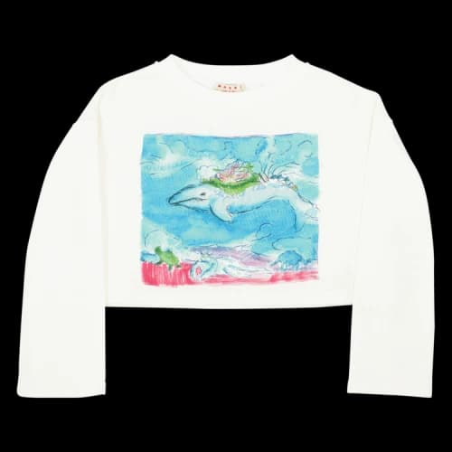 Marni Long-Sleeve Crewneck Sweatshirt 'Stone White'