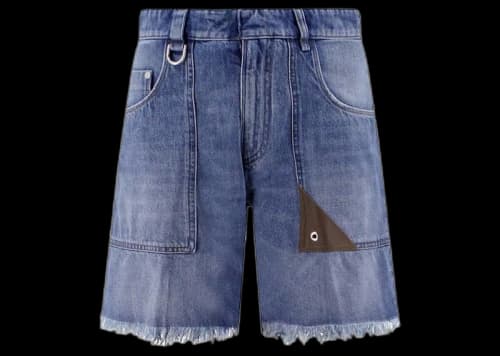 Fendi Logo-Oatch Denim Shorts Blue