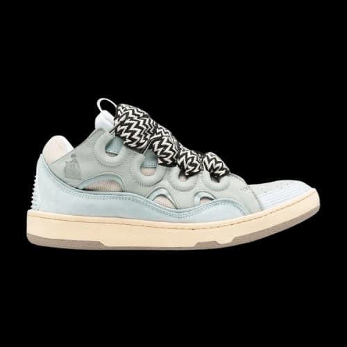 Lanvin Leather Curb Sneaker Light Blue