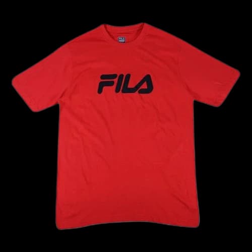 FILA Logo Printing Sports Round Neck Short Sleeve Red