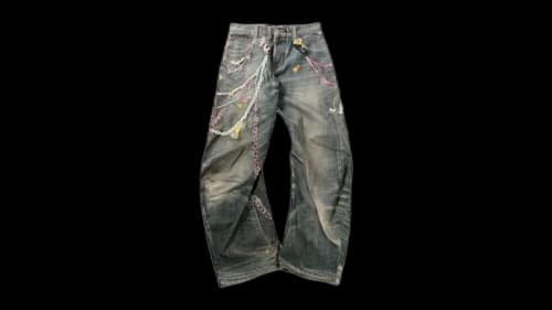 Acne Studios Women's Loose Fit Printed 2 Jean Mid Blue