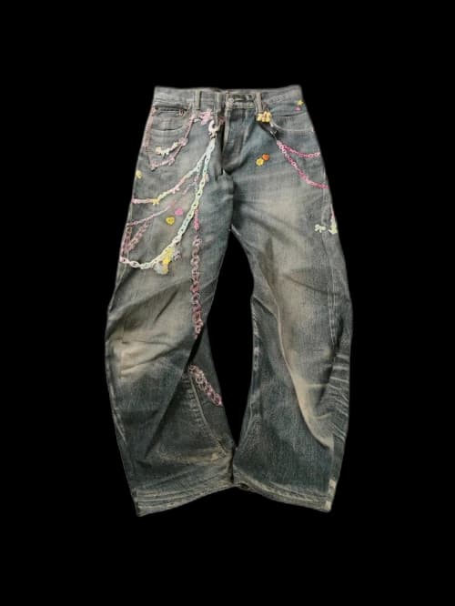 Acne Studios Loose Fit Printed-2 Jeans Mid Blue