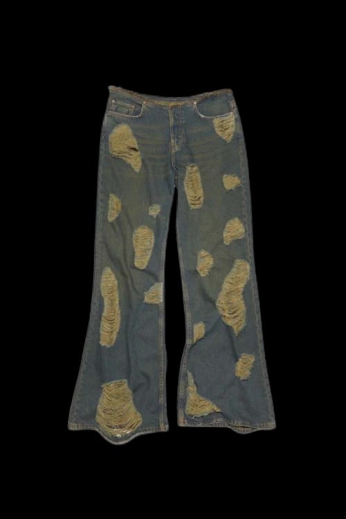 Acne Studios Loose Fit Distressed Jeans Blue/Green