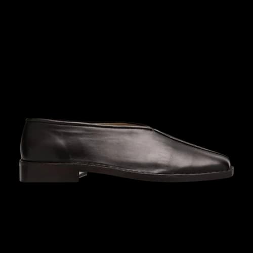 Lemaire Flat Piped Slippers 'Black Dark Chocolate'