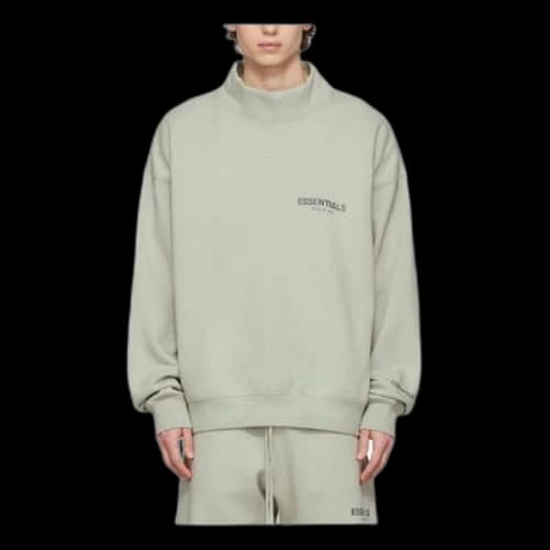 Fear of God Essentials FW21 Mock Neck Sweatshirt Green Concrete
