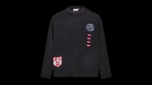 Found Embroidered Patches Ls Tee Black