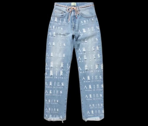 Aries Destroyed Batten Jeans Blue