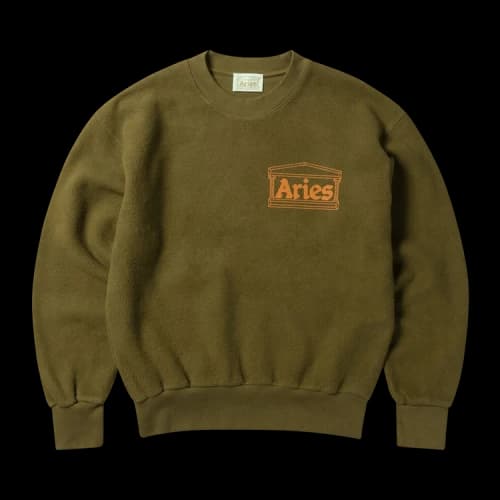 Aries Reverse Fleece Temple Sweat 'Olive'