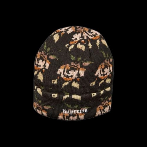 Supreme Rose Jacquard Beanie 'Black'