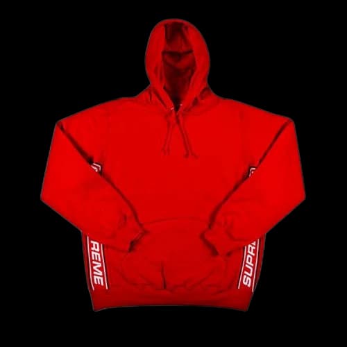 Supreme Text Rib Hooded Sweatshirt 'Red'