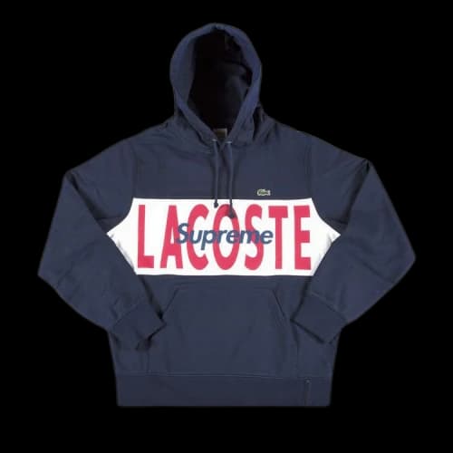 Supreme x Lacoste Logo Panel Hooded Sweatshirt 'Navy'