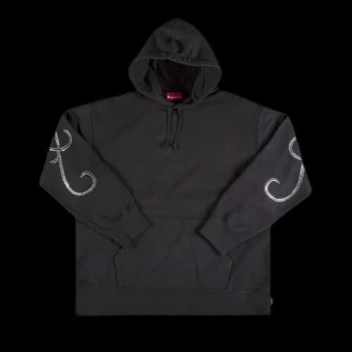 Supreme Rhinestone Script Hooded Sweatshirt 'Black'