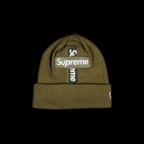 Supreme x New Era Cross Box Logo Beanie 'Light Olive'