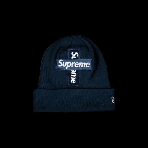 Supreme x New Era Cross Box Logo Beanie 'Navy'