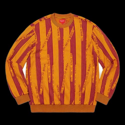 Supreme Textured Stripe Crewneck 'Yellow'