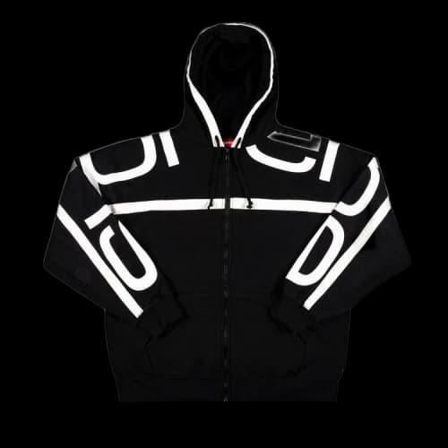 Supreme Big Logo Paneled Zip Up Hooded Sweatshirt 'Black'