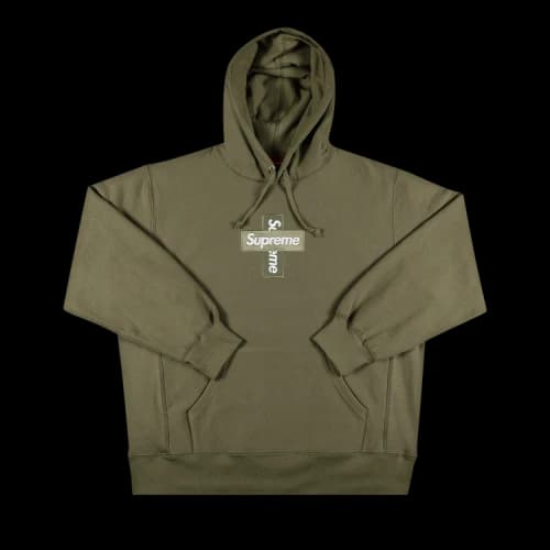 Supreme Cross Box Logo Hooded Sweatshirt 'Light Olive'