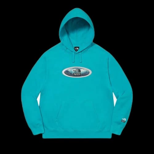Supreme x The North Face Lenticular Mountains Hooded Sweatshirt 'Teal'